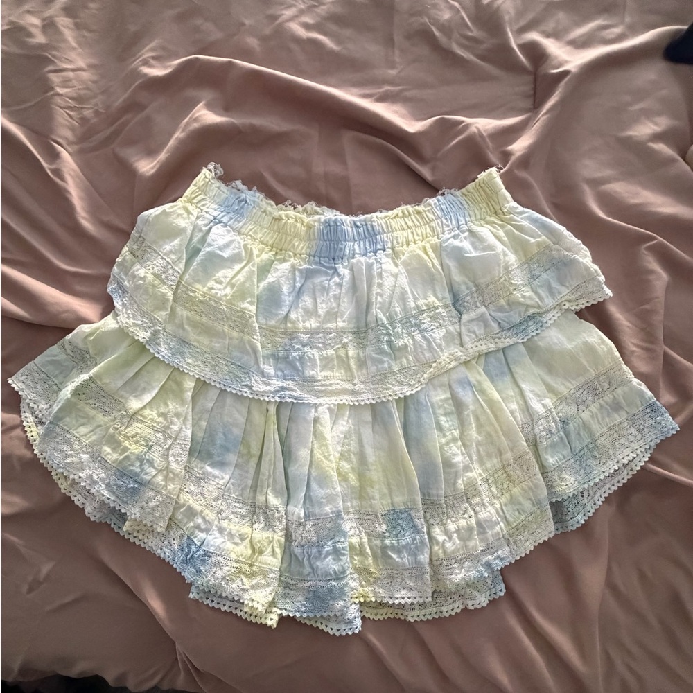 Tie Dye LoveShackFancy ruffle mini skirt